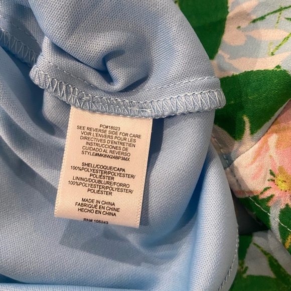 Bobeau Size M Light Blue Floral Elastic Waist Flowy Lined Maxi Skirt - Picture 9 of 10